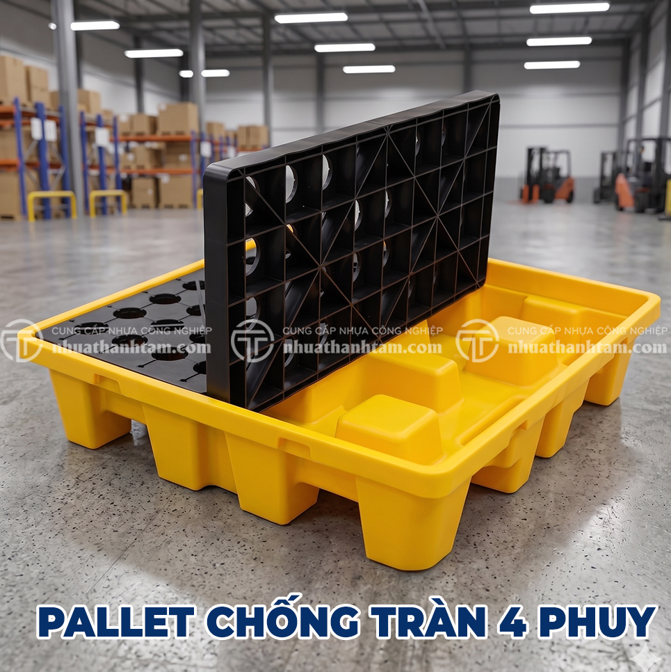 Pallet chống tràn 4 phuy cao pallet chống tràn 4 phuy cao
